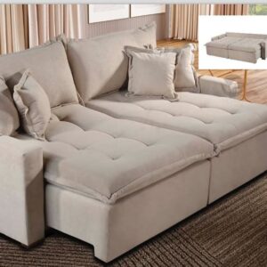 Sofá 3 Lugares  inBox Belém Retrátil e Reclinável Revestido