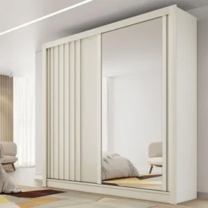 Guarda Roupa Casal Ripado Lugano com Espelho 2 Portas de Correr
