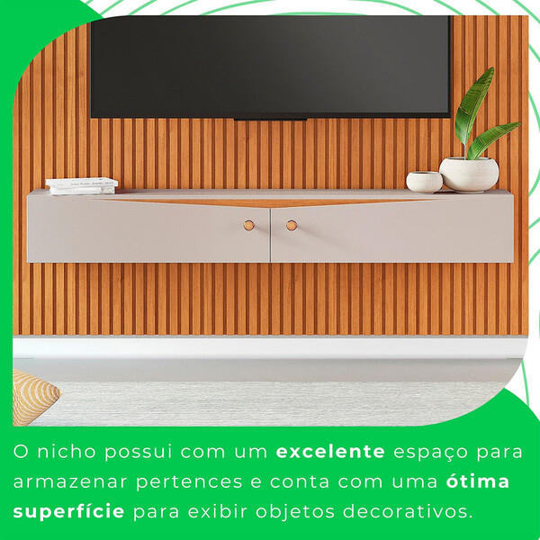 Painel Riso Ripado 2,40x2,07 com Nicho Jcm Cinamomo/off - Imagem 3